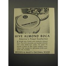 1955 Brown & Haley Almond Roca Candy Ad - Give Almond Roca America's Finest