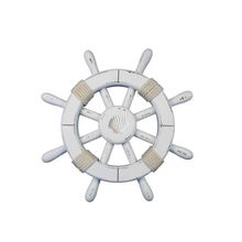 Pack Of 2] Rustic White Decorative Ship Wheel With Seashell 12""