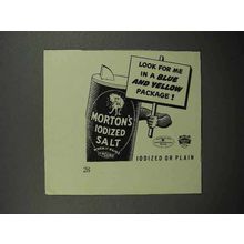 1941 Morton's Iodized Salt Ad - Blue and Yellow