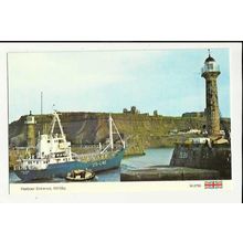 Yorkshire WHITBY Harbour Entrance & mv LYS-CON Postcard by Dennis (W.0755)