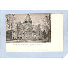 New York Binghamton West Presbyterian Church Main St Street Scene Intersec~556