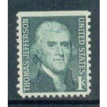 1278 1c Thomas Jefferson Fine MNH Dry Gum BPS Top V4419