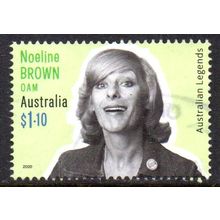AUSTRALIA: 2020, $1.10 LEGENDS, NOELINE BROWN, USED SHEET PERF STAMP. 600/623