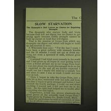 1903 Postum Grape-Nuts Ad - Slow Starvation