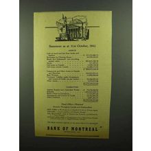 1942 Bank of Montreal Ad - Statement 31st October, 1942