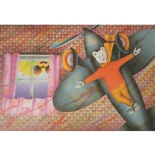 Rupert The Bear Military Plane Aircraft Hot Air Balloon Postcard