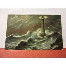 EDDYSTONE LIGHTHOUSE, PLYMOUTH, DEVON used antique postcard 1908 pm =