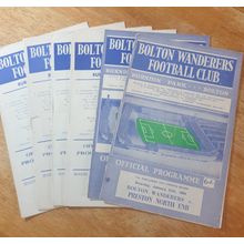 X 6 Bolton Wanderers Vintage 1960's Football Programmes.