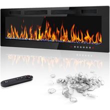 LEMBERI 72 Inch Electric Fireplace Recessed and Wall Mounted,750/1500W Fireplace