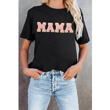 Black MAMA Chenille Graphic Tee