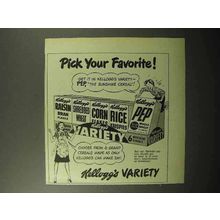 1947 Kellogg's Variety Package Cereal Ad - Pick
