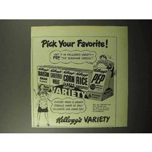 1947 Kellogg's Variety Package Cereal Ad - Pick