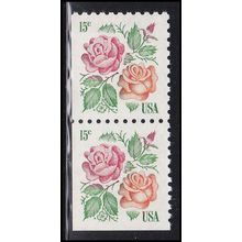 1737 15c Roses Fine MNH Dry Gum BPS Vert Pair BL V4685