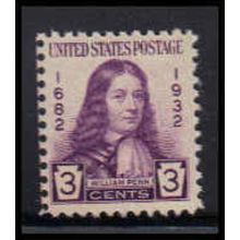 724 3c William Penn Just Clears MNH O3570
