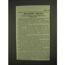 1903 Postum Grape-Nuts Ad - Building Bones