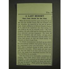 1903 Postum Grape-Nuts Ad - A Last Resort