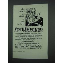 1961 New Hampshire Tourism Ad - Think of This