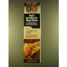 1980 Hormel Mary Kitchen Hash Ad - Mary's Hash Tacos