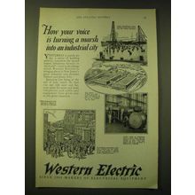 1924 Western Electric Ad - How your voice is turning a marsh into an industrial