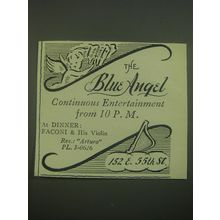1946 The Blue Angel Restaurant Ad - Continuous Entertainment from 10 pm