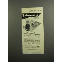1952 Dohrmann's Salton Hotray Ad - meals stay hot on electrically-heated Hotray