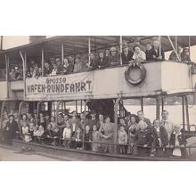 Grosse Hafen-Rundfahrt Hamburg Lifebuoy Ship German Ferry RPC Vintage Postcard