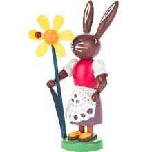 224-667 - Dregeno Easter Figure - Rabbit with Flower - 4"H x 1.75"W x 1.25"D