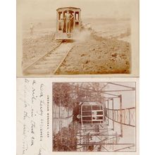 American Monorail Car 2x Old Train USA Real Photo Postcard s