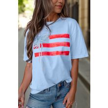Myosotis Flag Bow Graphic Crewneck Tee