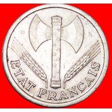 AXE & GRAIN SPRIGS: FRANCE ★ 2 FRANCS 1944B! VICHY! LOW START ★ NO RESERVE!