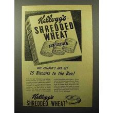 1944 Kellogg's Shredded Wheat Cereal Ad - 15 Biscuits