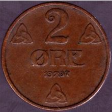 1937 Norway 2 Ore Coin