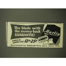 1948 Marlin Razor Blades Ad - The Blade With Money-Back Guarantee