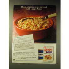 1989 Post Grape-Nuts Cereal Ad - Ooooomph up your oatmeal with Grape-Nuts