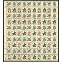 Holly Christmas Sheet of One Hundred 5 Cent Postage Stamps Scott 1254-57