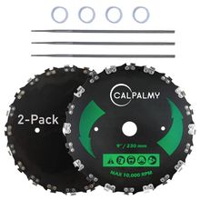 (2-Set) 9" X 20T Chainsaw Tooth Brush Blades - Weed Eater Saw Blade Kit with 2 C