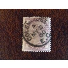 1881 GB Queen Victoria SG172 1d lilac used stamp date Coleman St May 2 1900