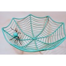 Eerie Blue Spider Halloween Platter: Perfectly Spooky Gothic Party Decor, Haunti