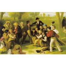 Fighting At A Cricket Match Victorian Painting Postcard