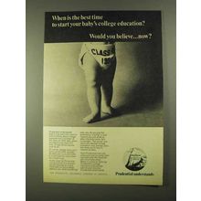 1968 Prudential Insurance Ad - Baby's College Education