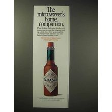 1989 Tabasco Pepper Sauce Ad - Microwaver's Companion