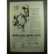 1937 United States Savings Bonds Ad - She is growing every year