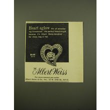 1961 Albert Weiss Pin Ad - Heart Aglow Pin of Shimmering rhinestones