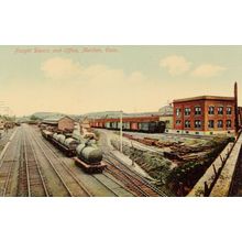 Freight Depots & Office Meriden Connecticut USA Rail Train Postcard