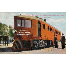 Motor Car Passengers San Diego to La Jolla California Train USA Old Postcard