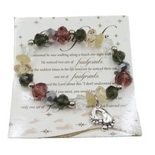 Footprints Charm Stretch Bracelet Faceted Crystal Ladies Jewellery Faith Christ