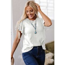 White Layered Ruffle Short Sleeve Round Neck Top