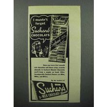 1945 Suchard Chocolate Ad - I Mustn't Forget
