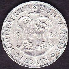 1924 South Africa 1 Florin (2 Shillings) Silver Coin