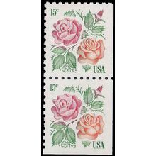 1737 15c Roses Fine MNH Dry Gum BPS Vert Pair BR V4684